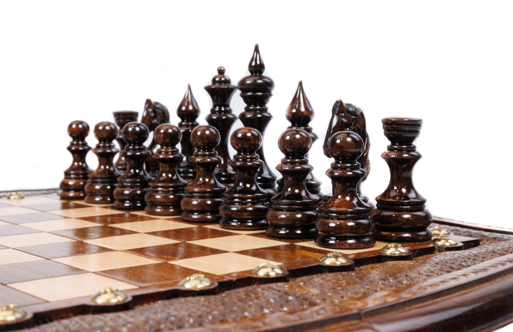Handmade Wooden Chess and Backgammon Set with Contour Outline, 40 cm - photo 6