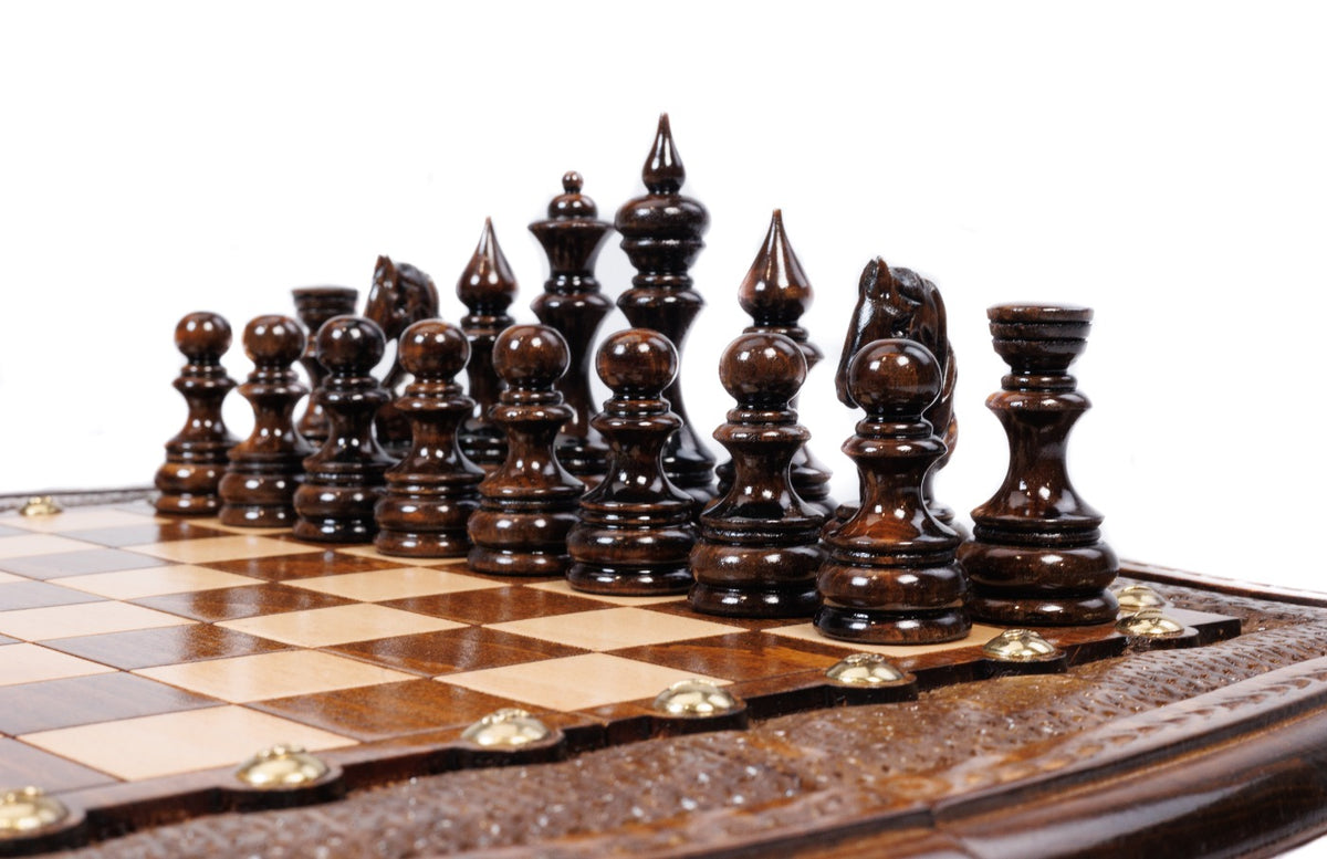 Handmade Wooden Chess and Backgammon Set with Contour Outline, 40 cm - photo 6