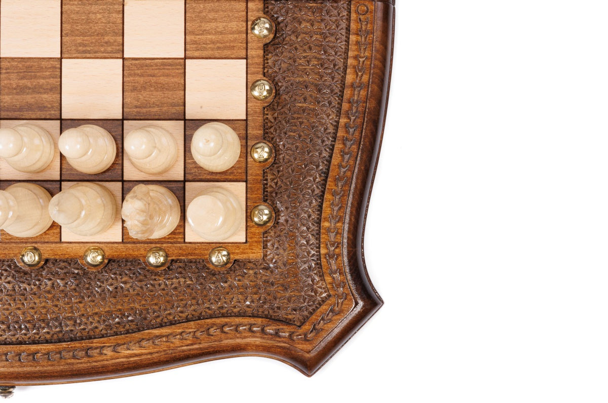 Handmade Wooden Chess and Backgammon Set with Contour Outline, 40 cm - photo 8