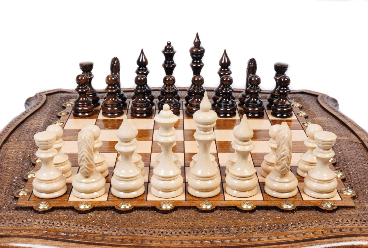 Handmade Wooden Chess and Backgammon Set with Contour Outline, 40 cm - photo 5