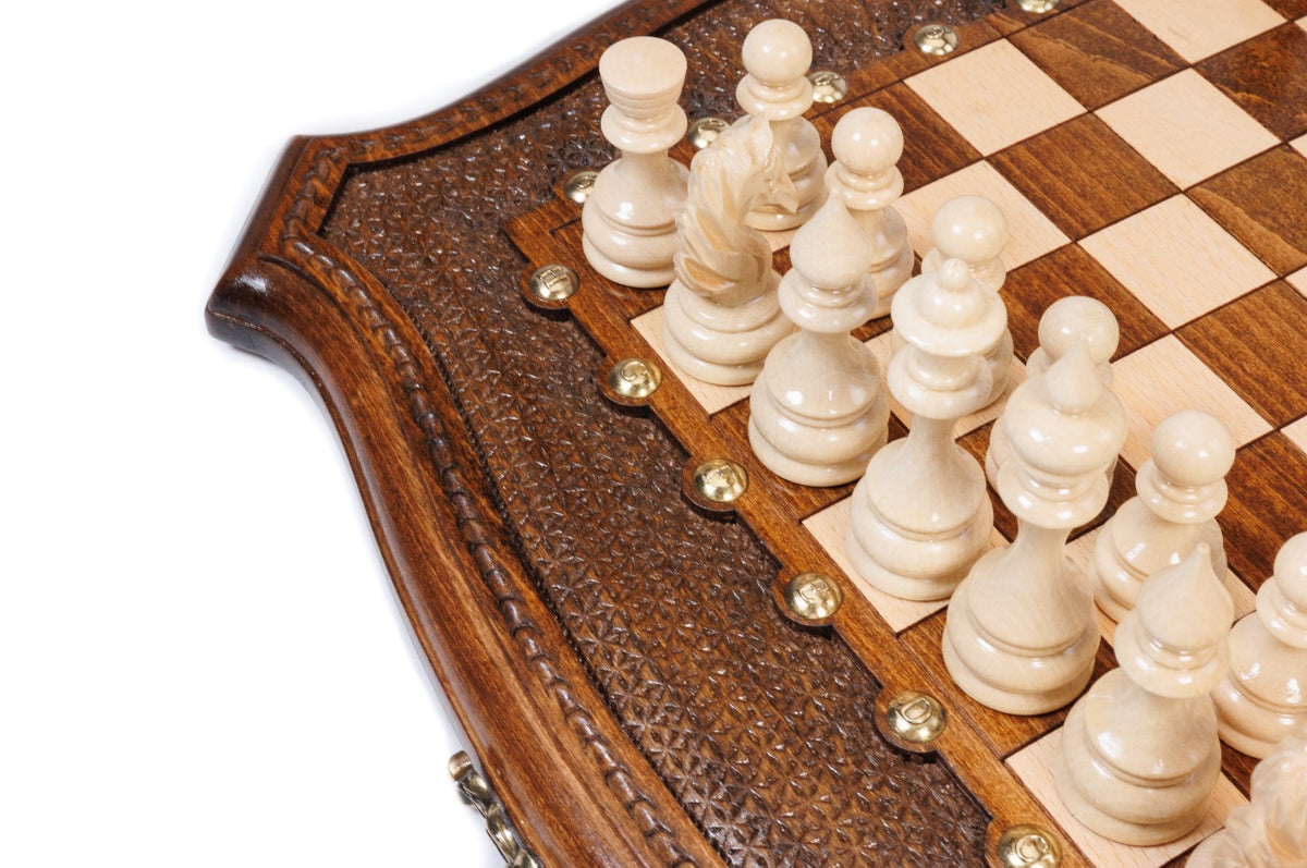 Handmade Wooden Chess and Backgammon Set with Contour Outline, 40 cm - photo 12