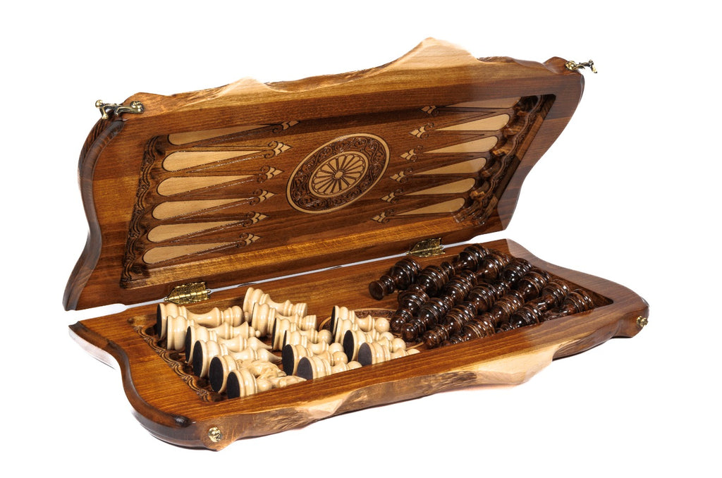 Handmade Wooden Chess and Backgammon Set with Ararat Outline, 50 cm - photo 6