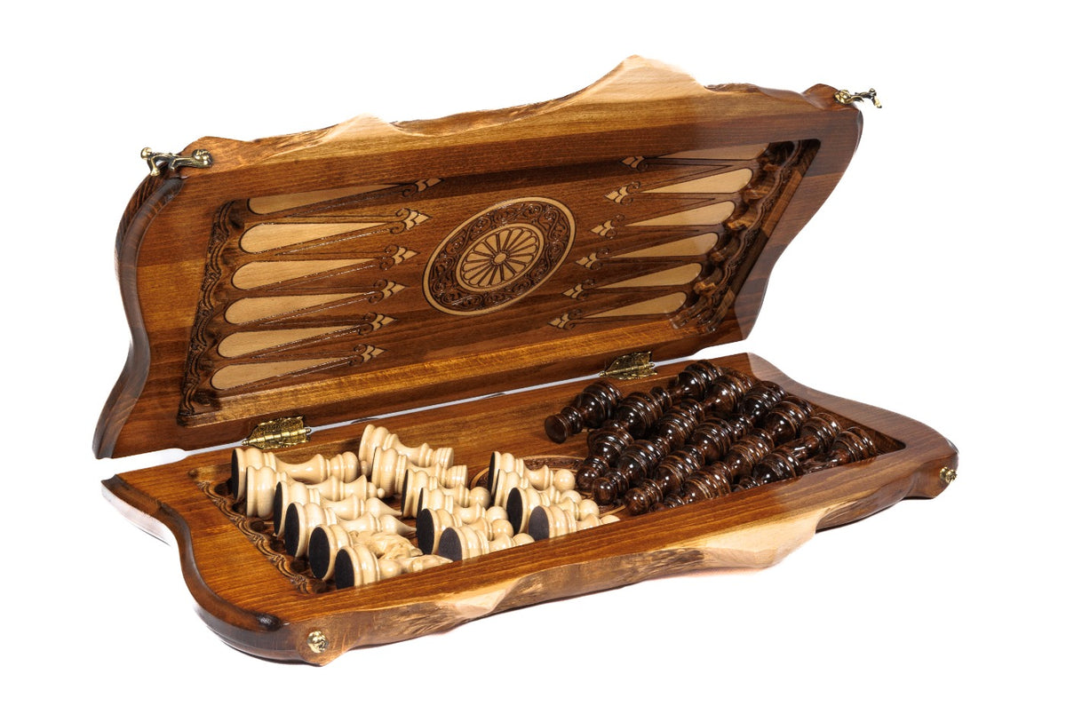 Handmade Wooden Chess and Backgammon Set with Ararat Outline, 50 cm - photo 6