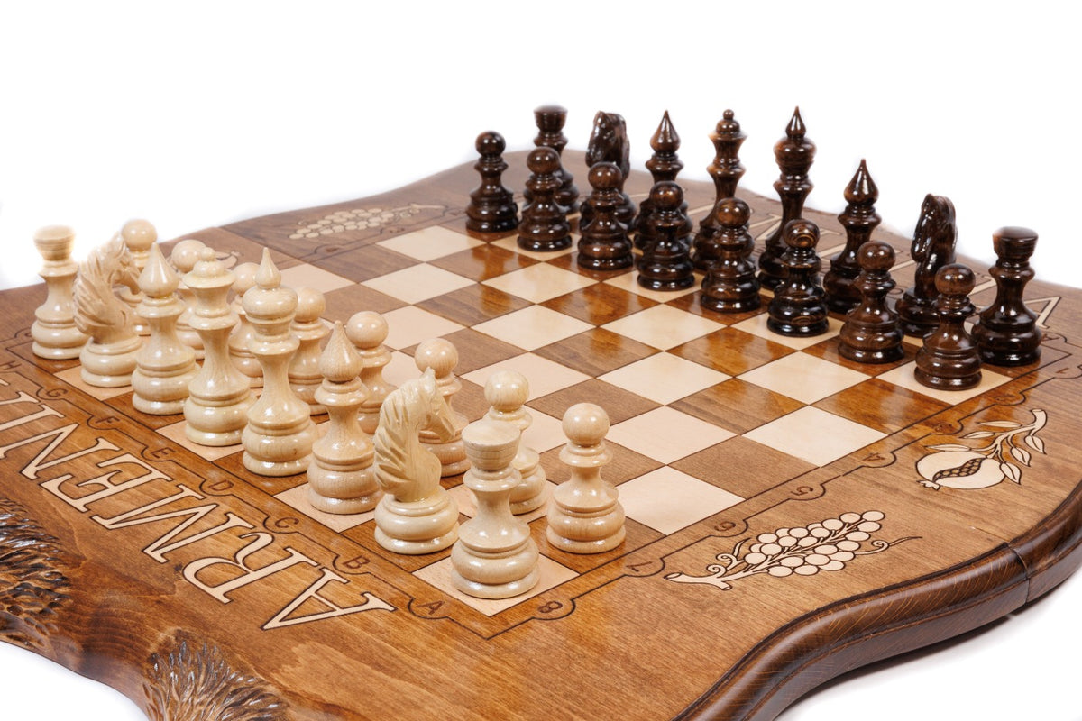 Handmade Wooden Chess and Backgammon Set with Ararat Outline, 50 cm - photo 2