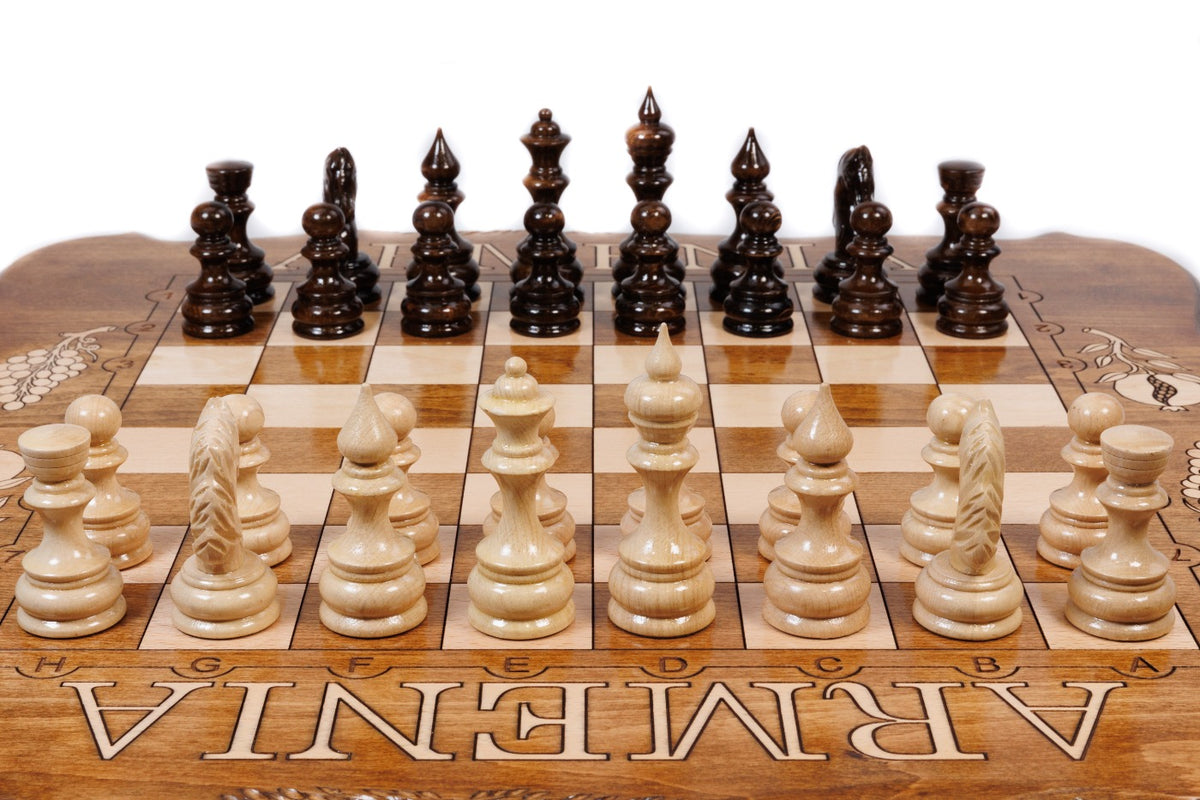 Handmade Wooden Chess and Backgammon Set with Ararat Outline, 50 cm - photo 5