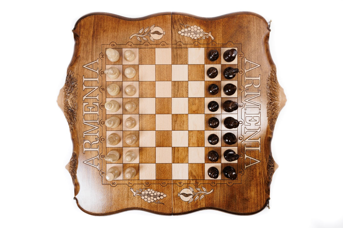 Handmade Wooden Chess and Backgammon Set with Ararat Outline, 50 cm - photo 8