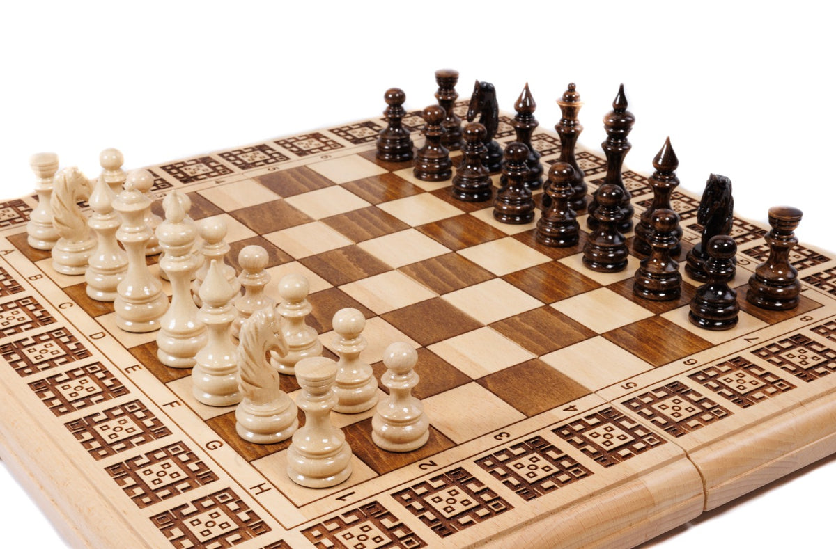 Handmade Wooden Chess and Backgammon Set, Classic Board, 40 cm - photo 2