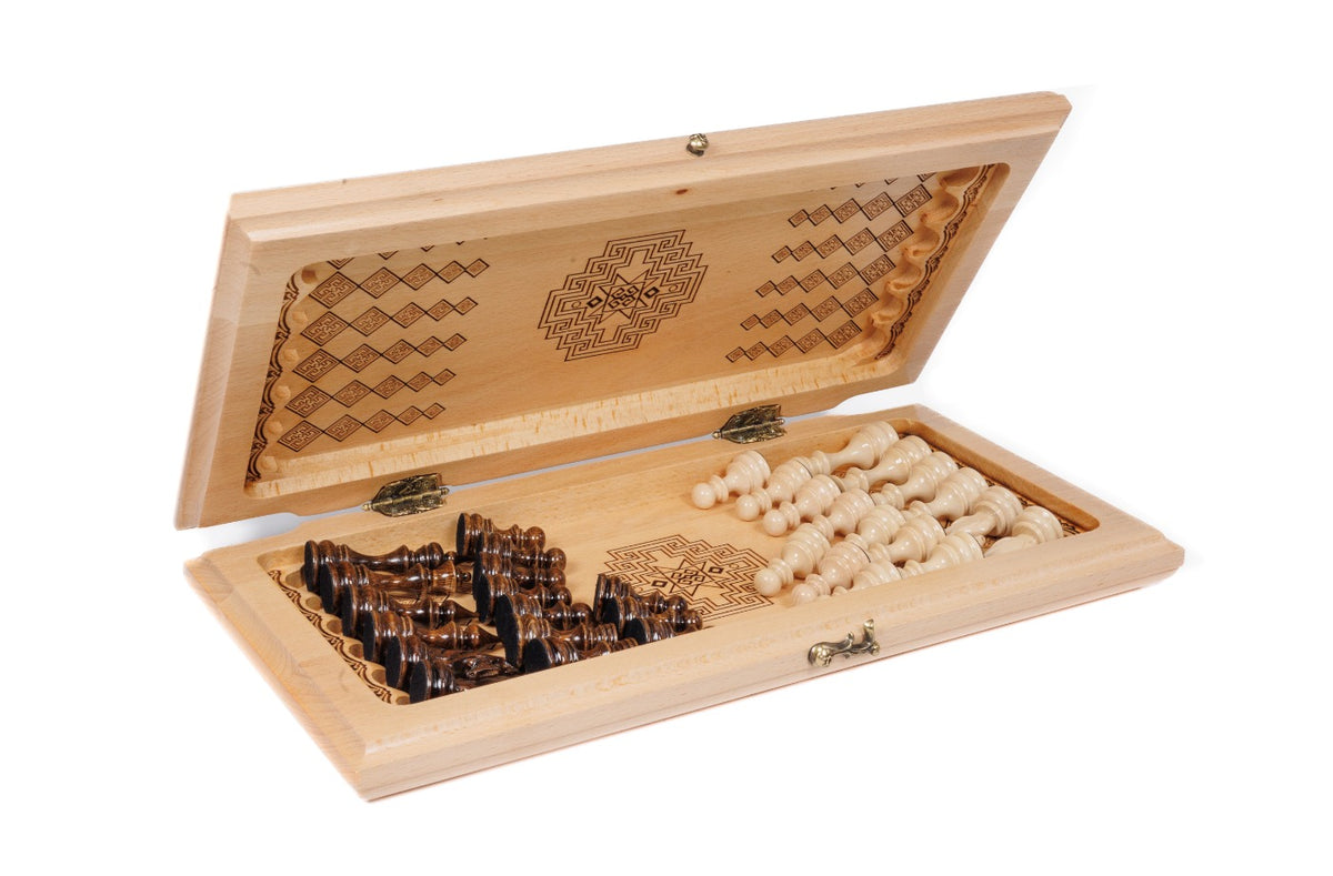 Handmade Wooden Chess and Backgammon Set, Classic Board, 40 cm - photo 7