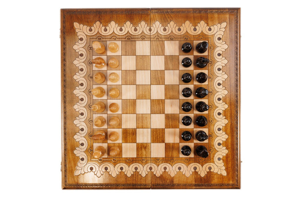 Handmade Walnut Chess and Backgammon Set with Armenian Ornament, 60 cm - photo 6