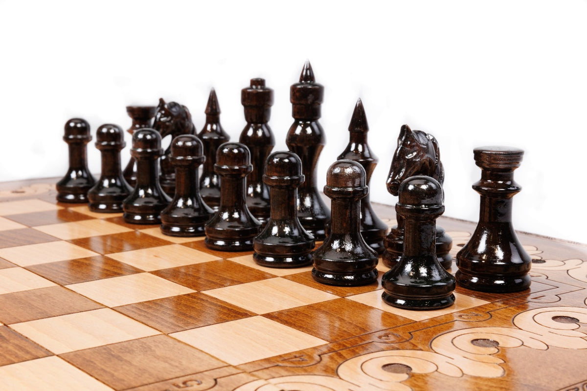 Handmade Walnut Chess and Backgammon Set with Armenian Ornament, 60 cm - photo 7