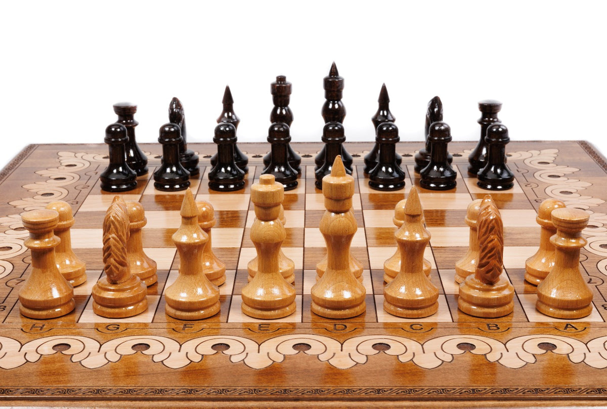 Handmade Walnut Chess and Backgammon Set with Armenian Ornament, 60 cm - photo 5