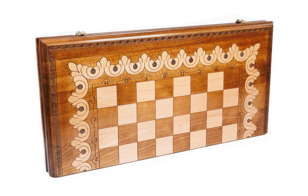 Handmade Walnut Chess and Backgammon Set with Armenian Ornament, 60 cm - photo 4
