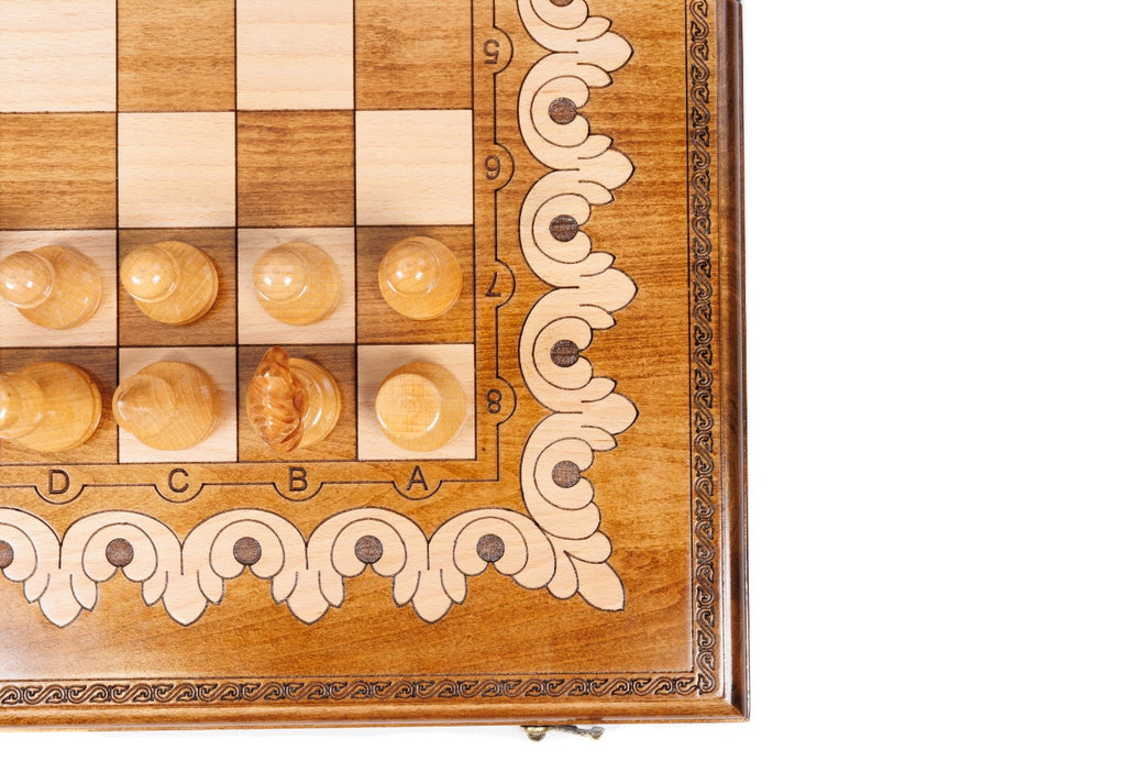 Handmade Walnut Chess and Backgammon Set with Armenian Ornament, 60 cm - photo 10
