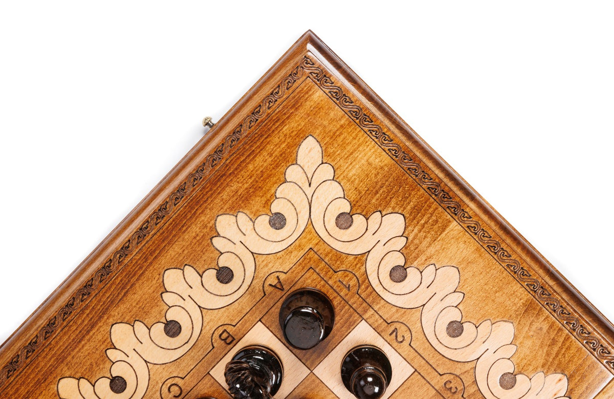 Handmade Walnut Chess and Backgammon Set with Armenian Ornament, 60 cm - photo 12
