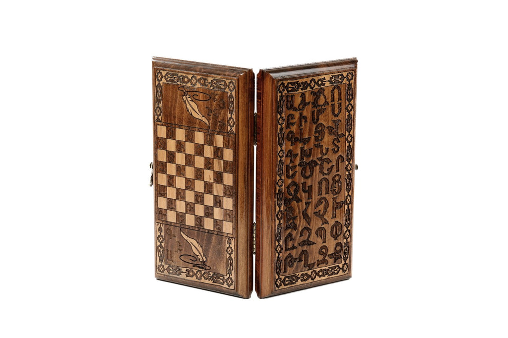 Handmade Wooden Backgammon Set with Armenian Alphabet, 30 cm - photo 5