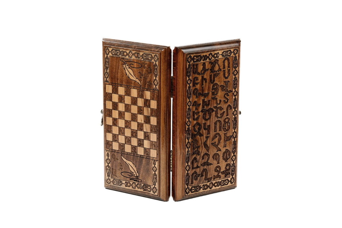 Handmade Wooden Backgammon Set with Armenian Alphabet, 30 cm - photo 5