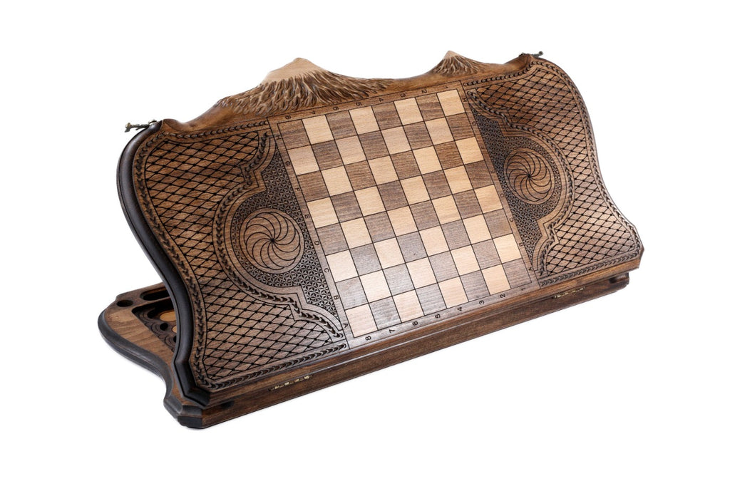 Handmade Wooden Backgammon Set with Eternity Sign, 60 cm - photo 7