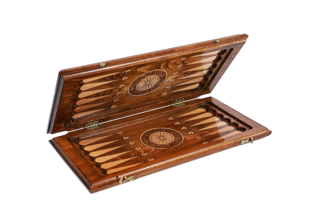 Handmade Wooden Backgammon Set with Armenian Coat of Arms, 50 cm - photo 5