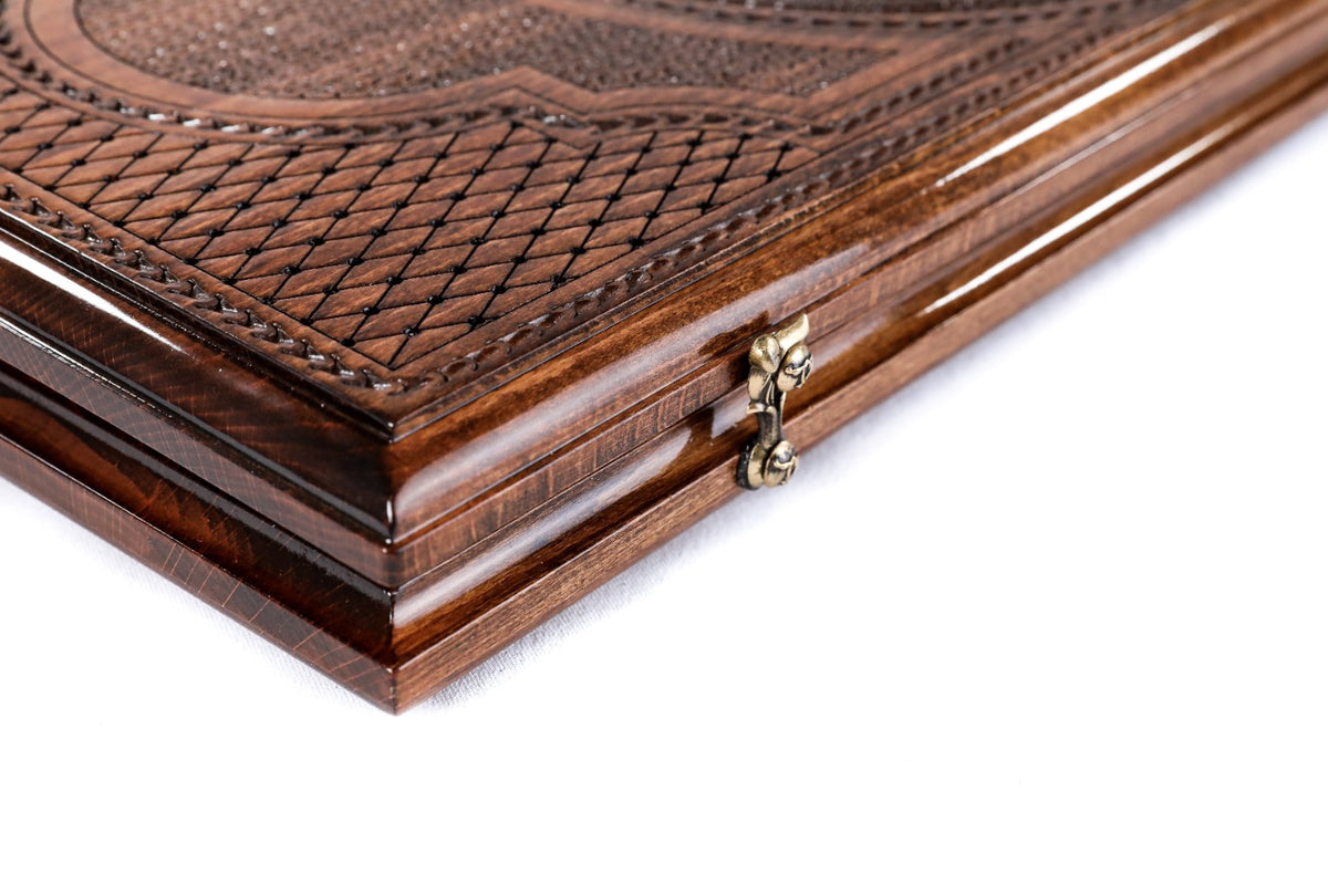 Handmade Wooden Backgammon Set with Armenian Coat of Arms, 50 cm - photo 8