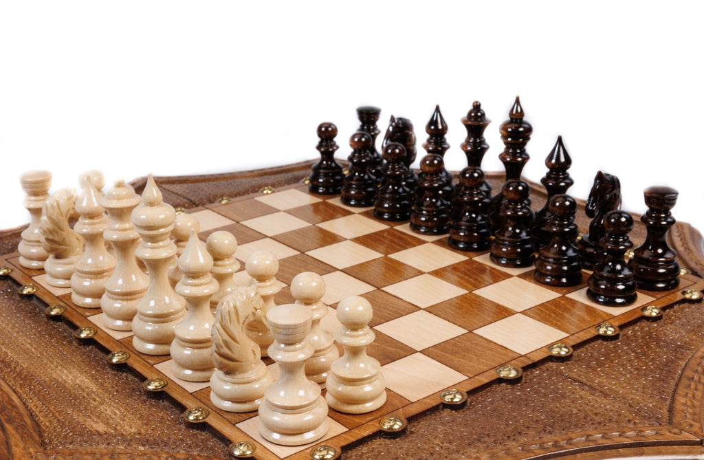 Handmade Wooden Star-Shaped Chess Set, 50 cm - photo 2