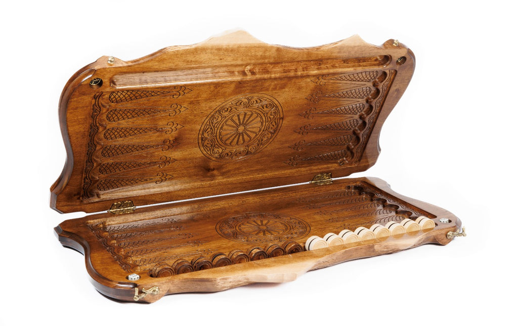 Handmade Walnut Backgammon Set with Armenian Coat of Arms and Ararat Outline, 60 cm - photo 8