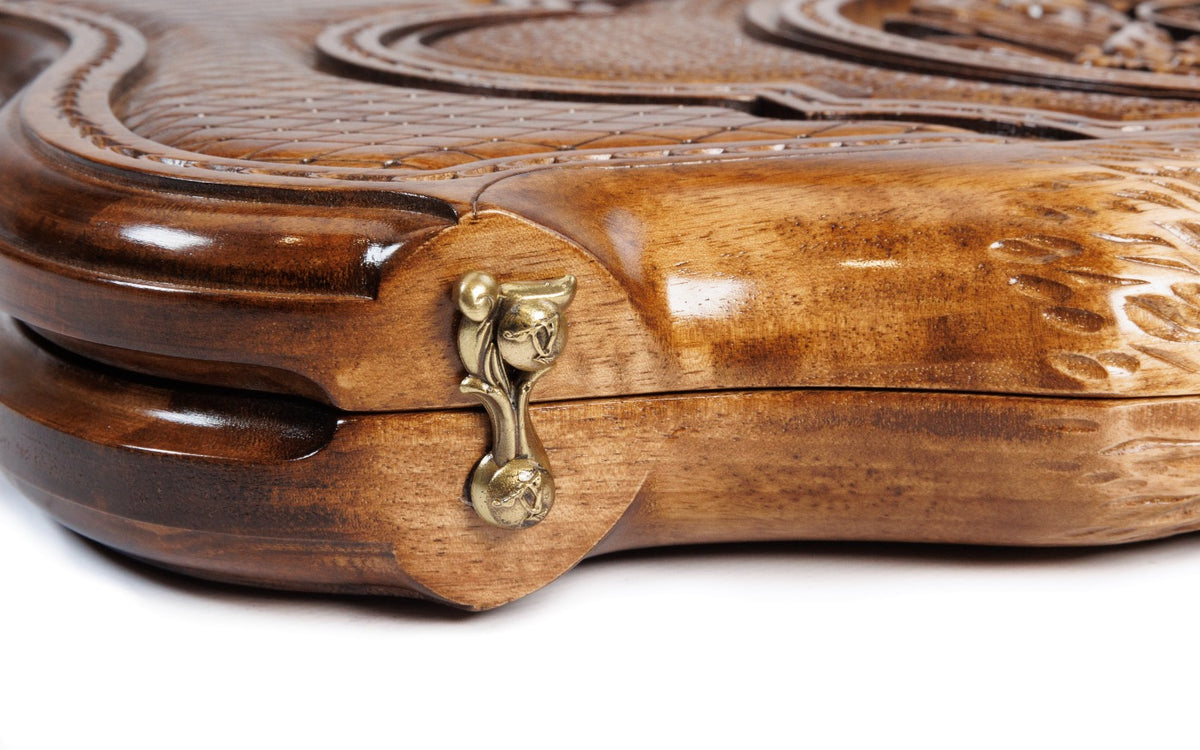 Handmade Walnut Backgammon Set with Armenian Coat of Arms and Ararat Outline, 60 cm - photo 9