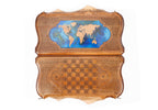 Handmade Walnut Backgammon Set with World Map and Ararat Outline, 40 cm - photo 8