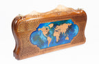 Handmade Walnut Backgammon Set with World Map and Ararat Outline, 40 cm - photo 6