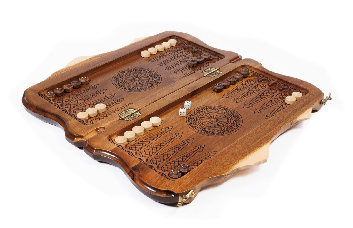 Handmade Walnut Backgammon Set with World Map and Ararat Outline, 40 cm - photo 3