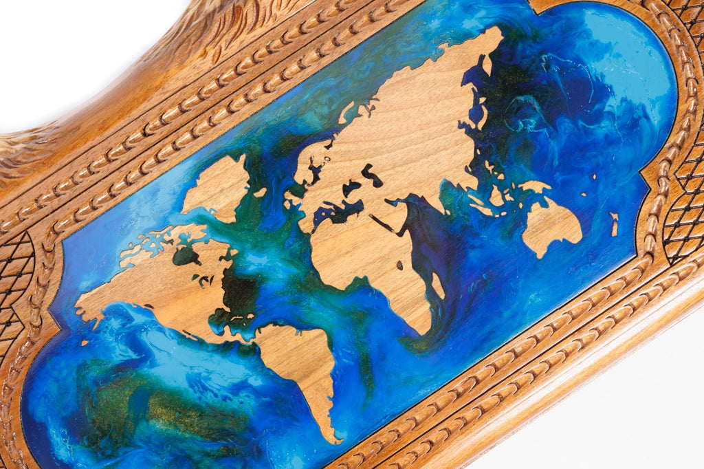 Handmade Walnut Backgammon Set with World Map and Ararat Outline, 40 cm - photo 2