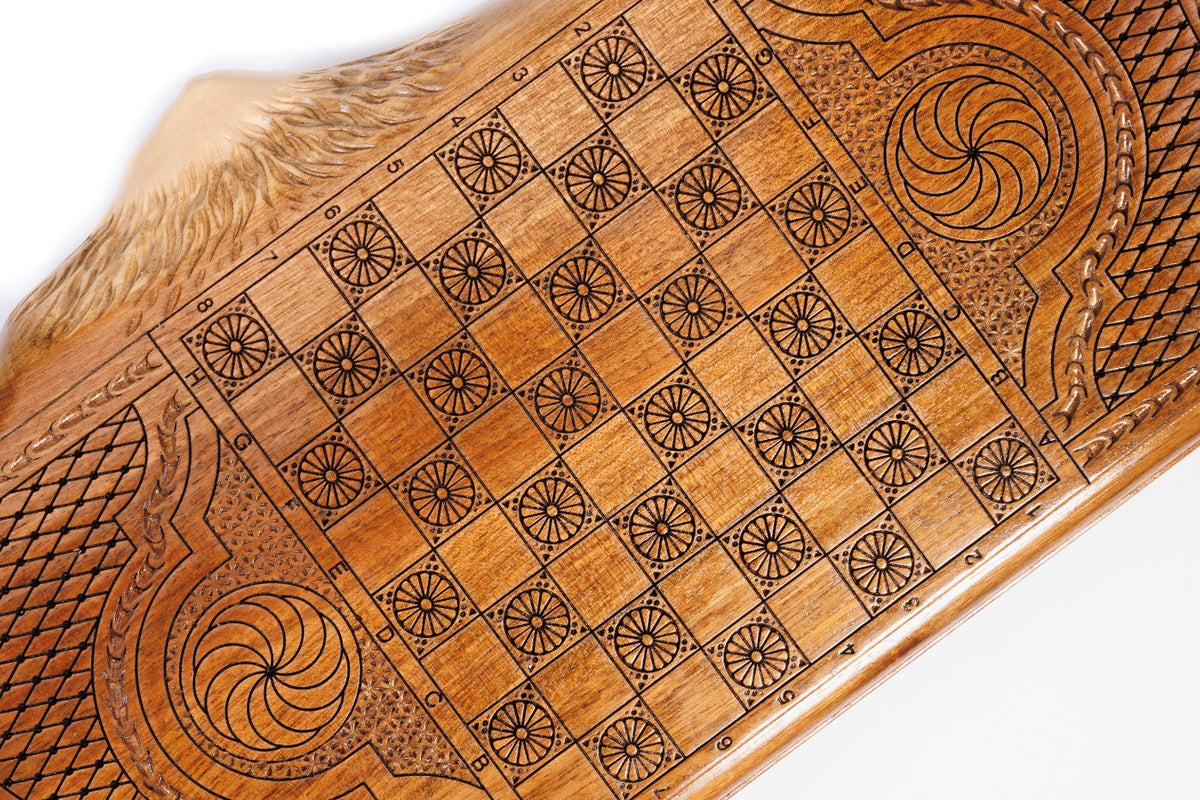 Handmade Walnut Backgammon Set with World Map and Ararat Outline, 40 cm - photo 12