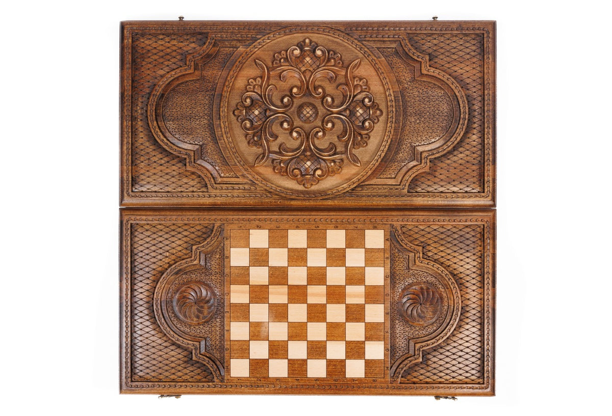 Handmade Wooden Backgammon Set with Armenian Ornament, 60 cm - photo 10