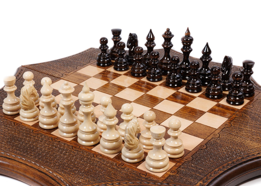Handmade Wooden Star-Shaped Chess Set, 50 cm - photo 2