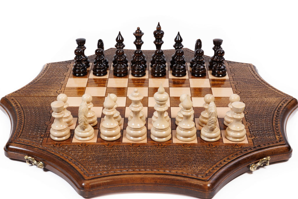 Handmade Wooden Star-Shaped Chess Set, 50 cm - photo 5