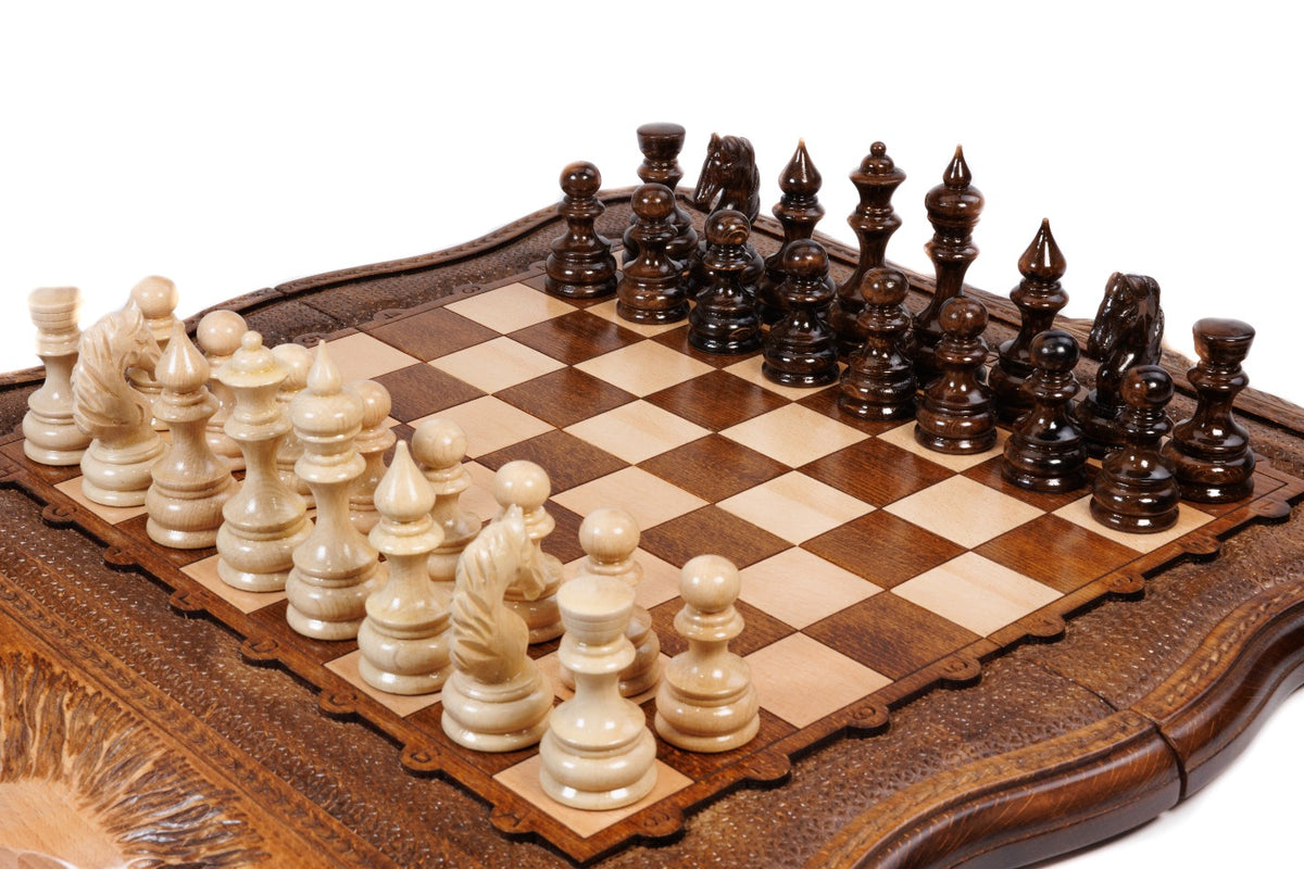Handmade Wooden Chess Set with Ararat Outline, 50 cm - photo 2