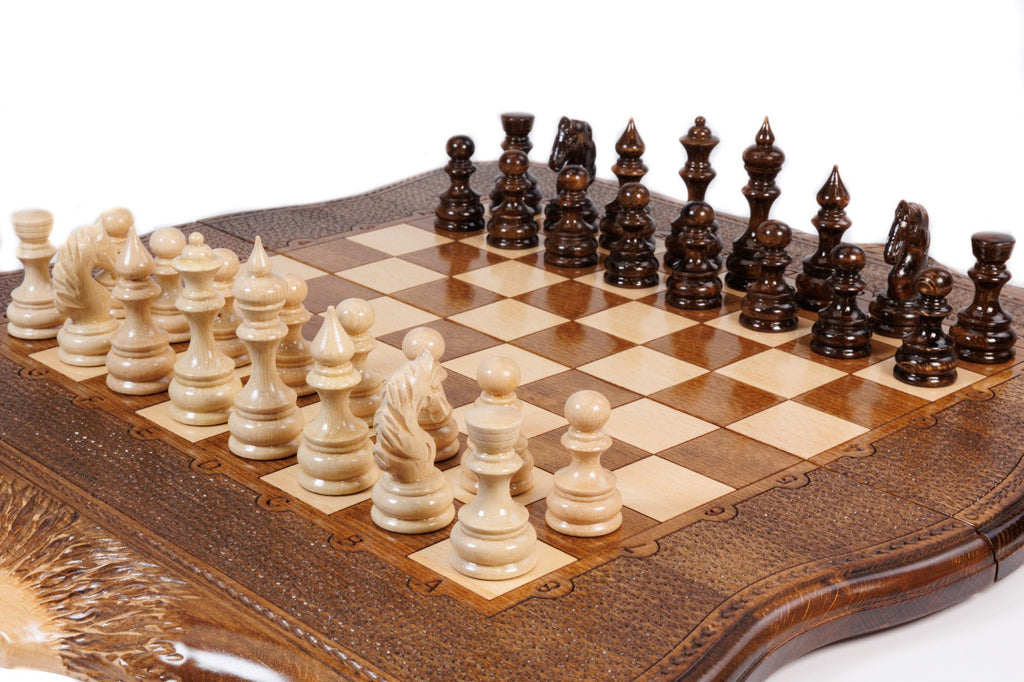Handmade Wooden Chess and Backgammon Set with Ararat Outline, 60 cm - photo 2