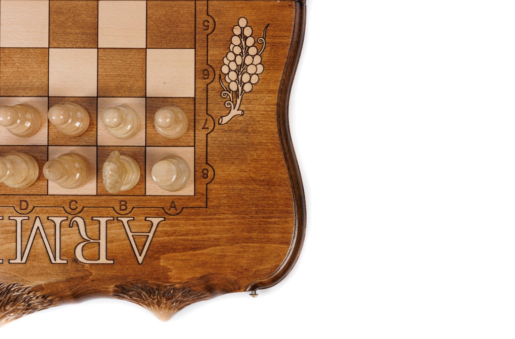 Handmade Wooden Chess and Backgammon Set with Ararat Outline, 60 cm - photo 7