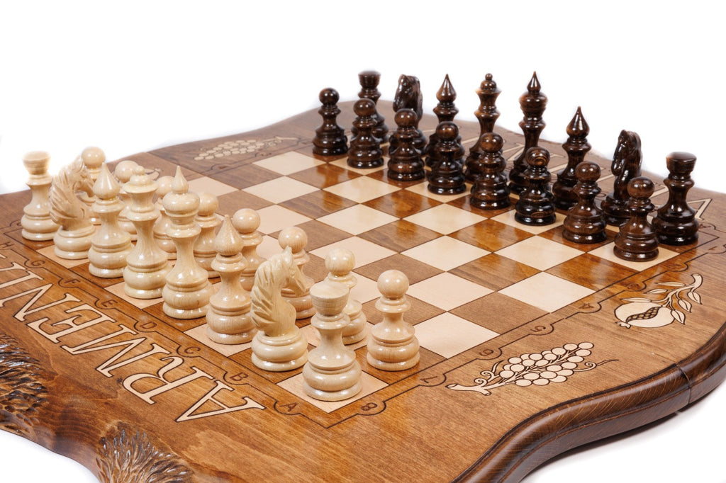 Handmade Wooden Chess and Backgammon Set with Ararat Outline, 60 cm - photo 2