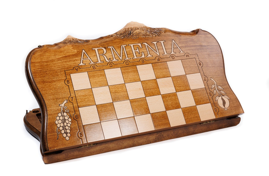 Handmade Wooden Chess and Backgammon Set with Ararat Outline, 60 cm - photo 11