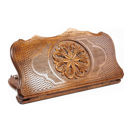 Backgammon Set with Armenian Ornament & Ararat, 60 cm – handmade wooden nardi board by Hrachya Ohanyan
