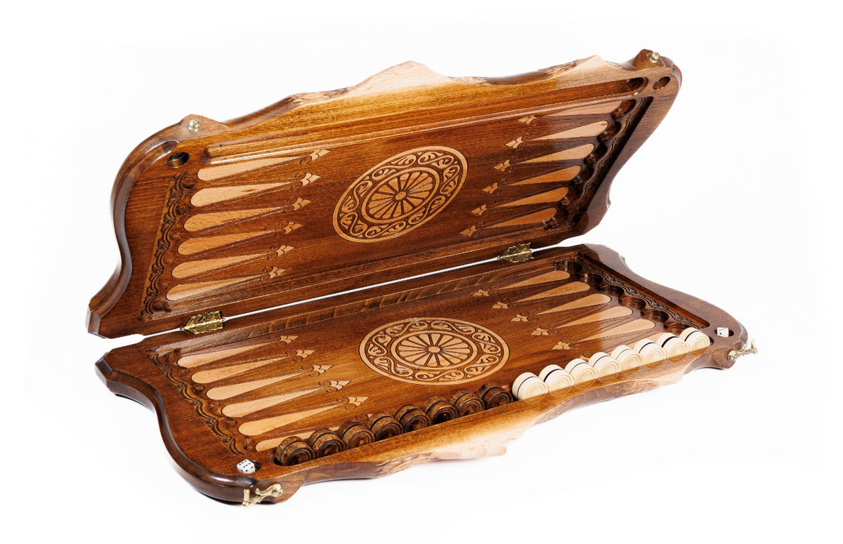 Handmade Wooden Backgammon Set with Armenian Ornament and Ararat Outline, 60 cm - photo 2