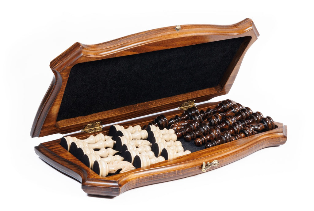 Handmade Wooden Chess Set with Contour Outline, 40 cm - photo 5