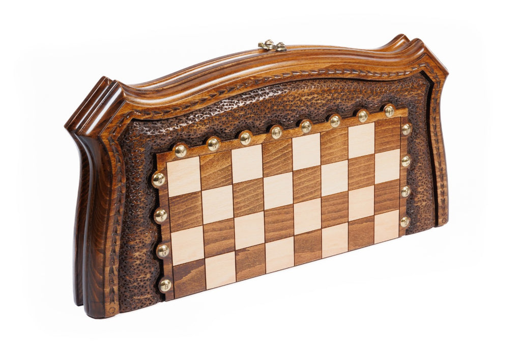 Handmade Wooden Chess Set with Contour Outline, 40 cm - photo 7