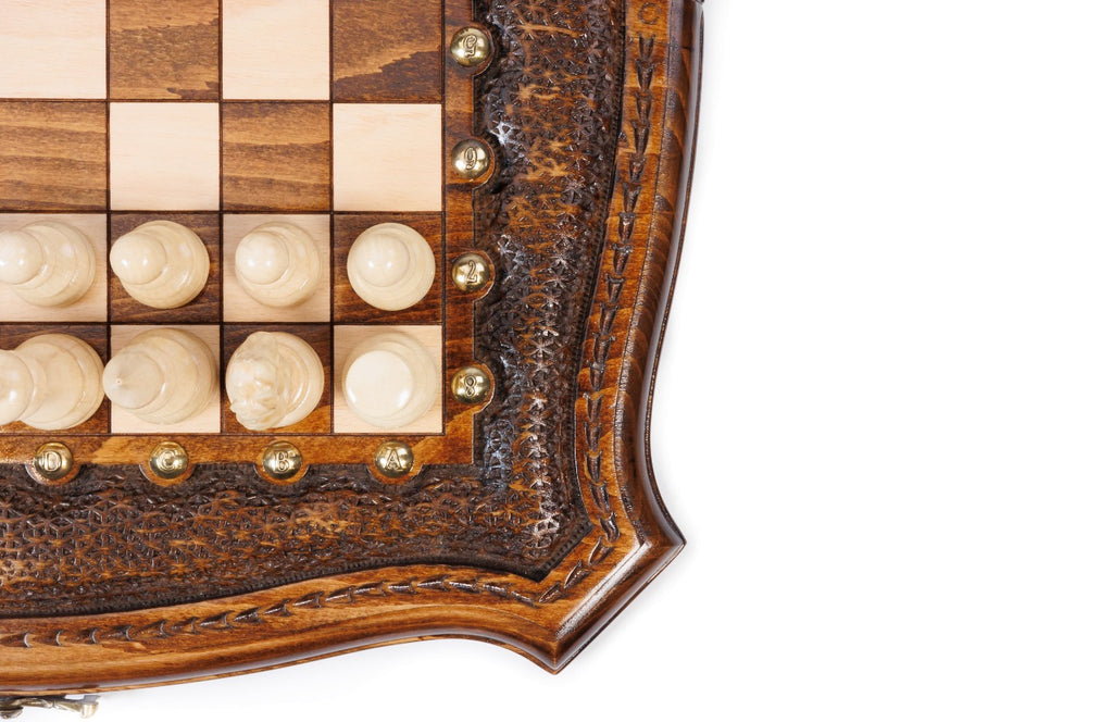 Handmade Wooden Chess Set with Contour Outline, 40 cm - photo 9