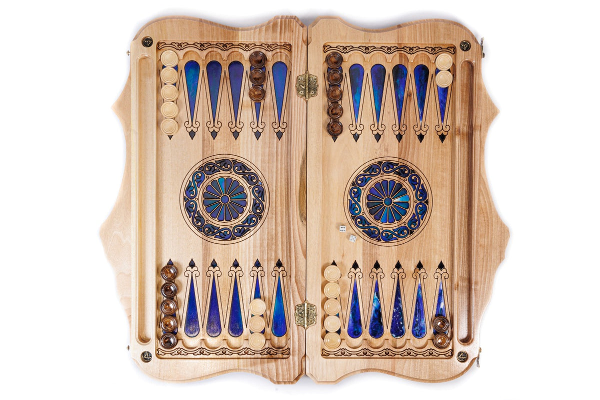 Handmade Walnut Backgammon Set with World Map and Ararat Outline, 60 cm - photo 10