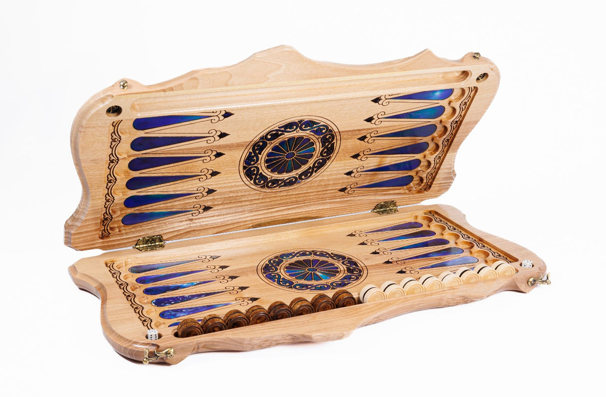 Handmade Walnut Backgammon Set with World Map and Ararat Outline, 60 cm - photo 3