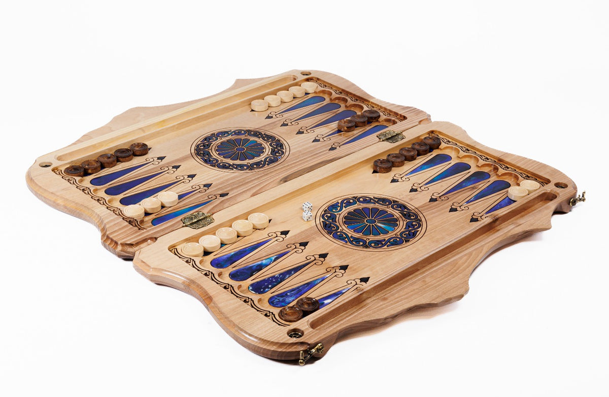 Handmade Walnut Backgammon Set with World Map and Ararat Outline, 60 cm - photo 11
