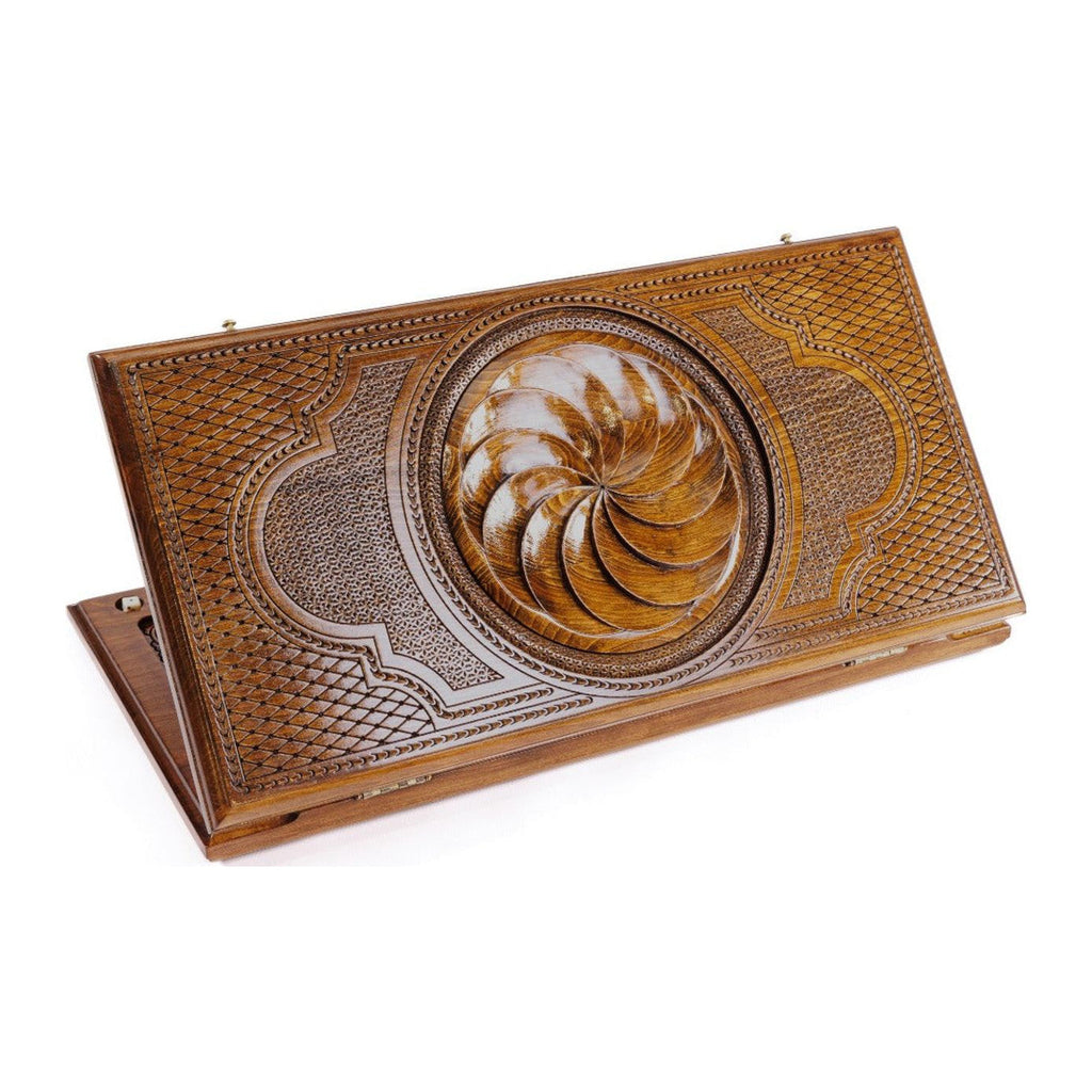 Handmade Wooden Backgammon Set with Eternity Sign, 60 cm (Model 11267)