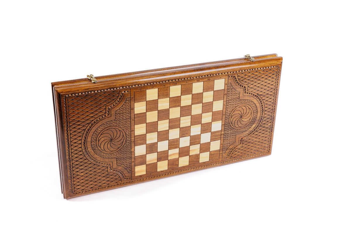 Handmade Wooden Backgammon Set with Eternity Sign, 60 cm - photo 5