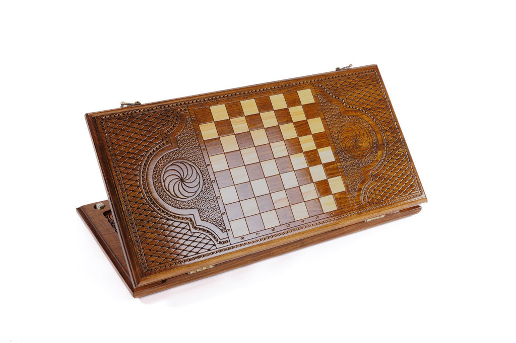 Handmade Wooden Backgammon Set with Eternity Sign, 60 cm - photo 7